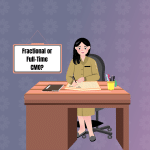 Fractional CMO or Full-time CMO female executive sitting at a desk